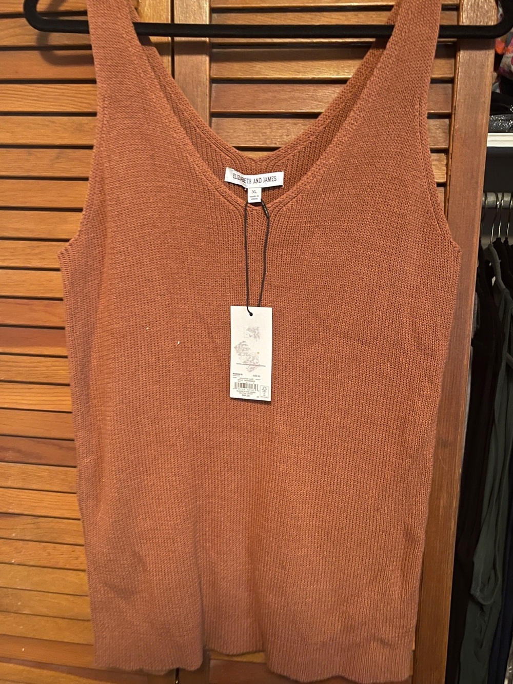 Elizabeth and James Terracotta Knit V-Neck Tank